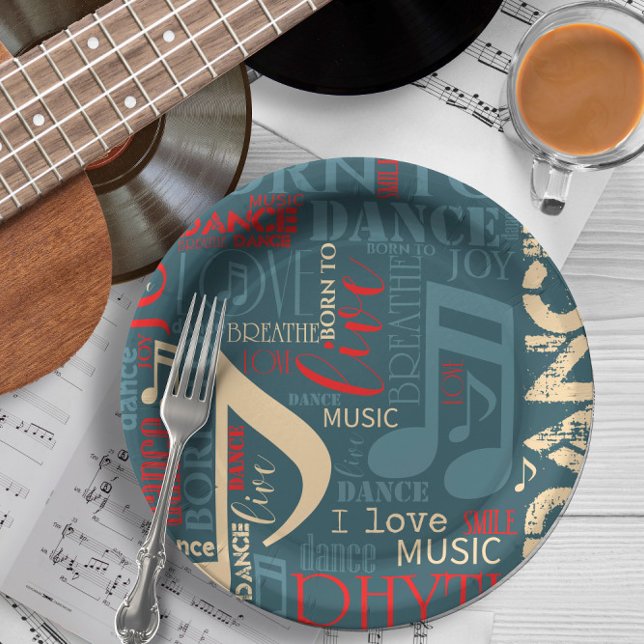 Born to Dance Blue/Red/Gold ID277 Paper Plate (Creator Uploaded)