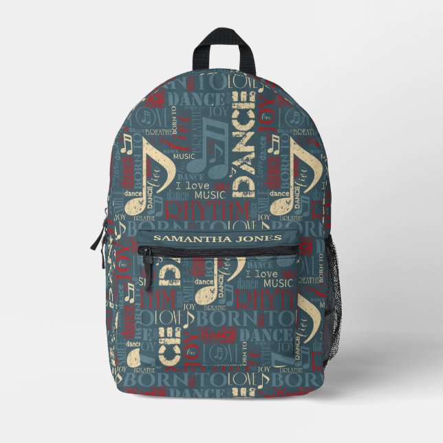 Born to Dance Blue/Red/Gold ID277 Printed Backpack (Front)