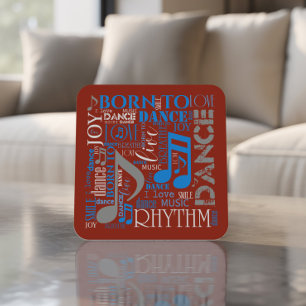 Born to Dance Blue/White/Any Colour ID277 Square Paper Coaster