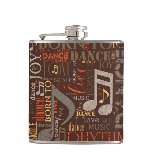 Born to Dance Brown ID277 Hip Flask (Front)