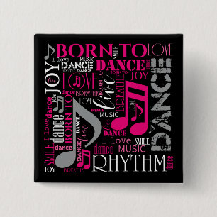 Born to Dance Pink ID277 15 Cm Square Badge
