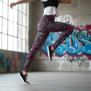 Born to Dance Pink/White ID277 Leggings