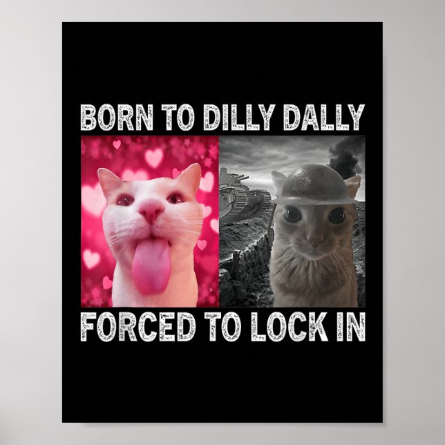 Born To Dillys Dallys Forced To Lock In Cat Meme  Poster (Front)