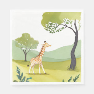 Born to Explore Giraffe Watercolor Painting Napkin