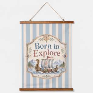 Born to Explore Viking Baby Nursery Hanging Tapestry