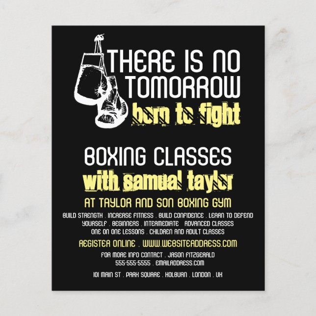 Born To Fight, Boxing Club, Boxing Trainer Advert Flyer (Front)