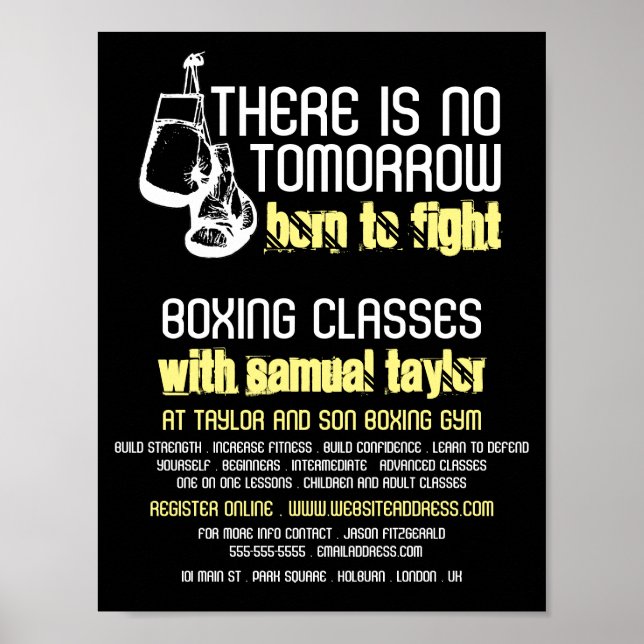 Born To Fight, Boxing Club, Boxing Trainer Advert Poster (Front)