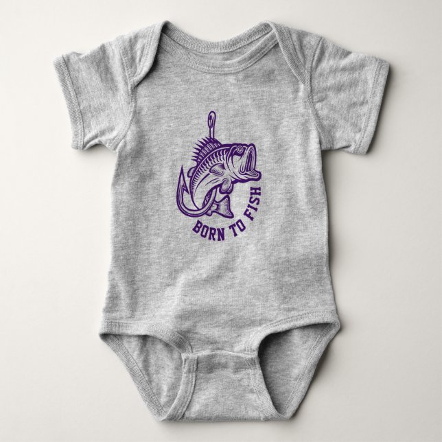 Born To Fish Baby Bodysuit (Front)