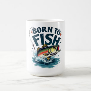 Born to Fish – Jumping Bass Artwork for Fishing Coffee Mug