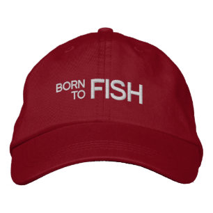 Born to Fish Red Embroidered Hat