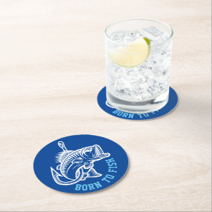 Born To Fish Round Paper Coaster