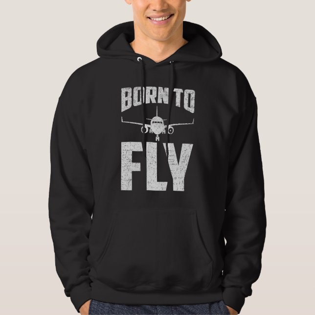 Born to Fly Airplane Aviation Pilot Aeroplane Men  Hoodie (Front)