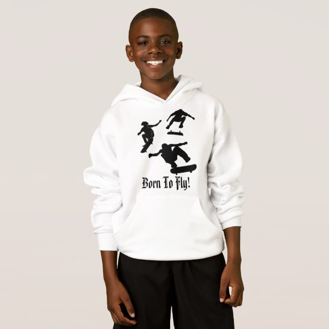 Born To Fly - Kid's Skateboard Hoodie (Front Full)