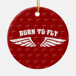 Born To Fly Wings Ceramic Ornament