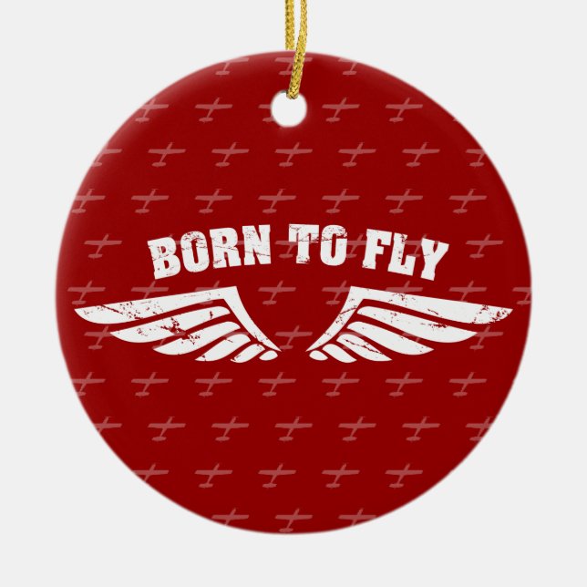 Born To Fly Wings Ceramic Ornament (Front)