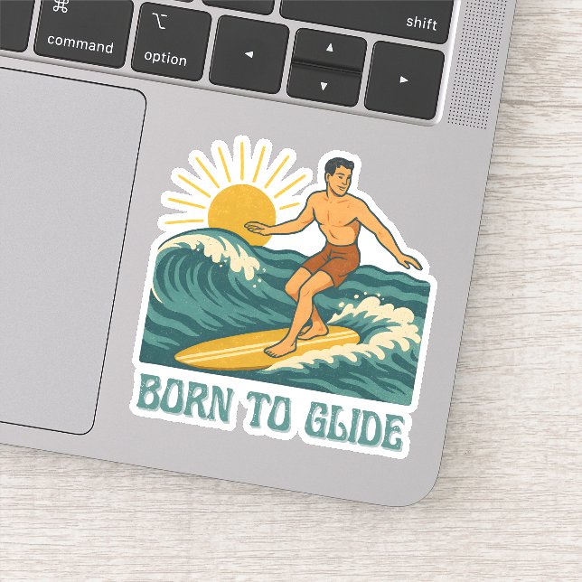 Born To Glide Cali Surfer -Retro Surf Art- Surfing (Detail)
