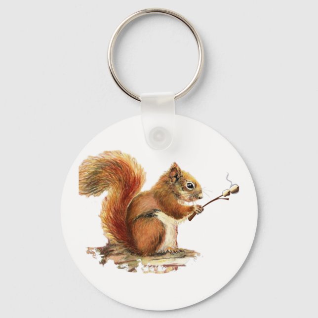BORN TO GO CAMPING Fun Squirrel Cute Animal Quote Key Ring (Front)