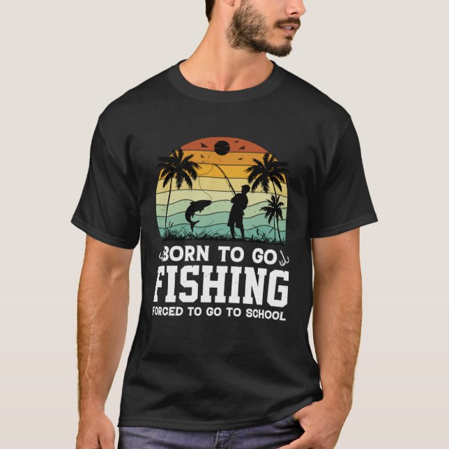 Born To Go Fishing Bass Fish Fisherman Boys Kids T-Shirt (Front)