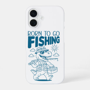 Born To Go Fishing - Cool Fish Dino T-rex Lovers iPhone 16 Case