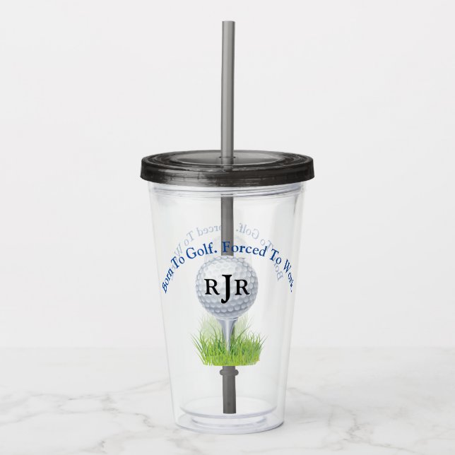Born To Golf, Golf Ball And Tee. Acrylic Tumbler (Front)