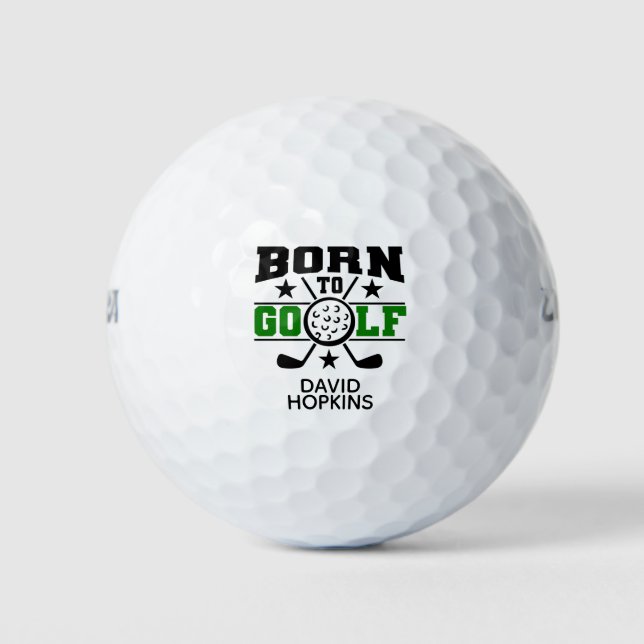 Born To Golf Monogram Green Golf Balls (Front)