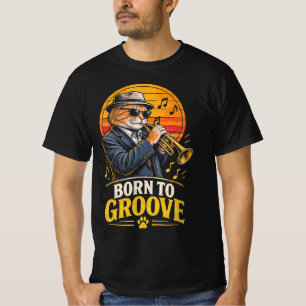 Born To Groove Funny Cool Jazz Cat Trumpet Player T-Shirt