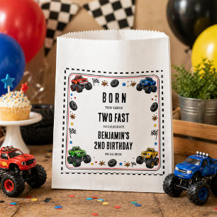 Born to Grow Two Fast Monster Trucks 2nd Birthday Favour Bag