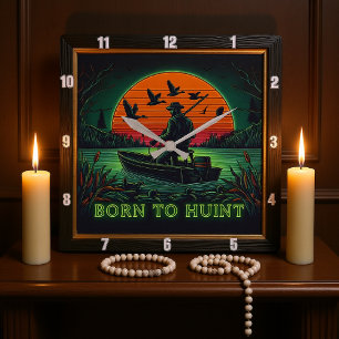 Born to Hunt The Hunter's Vigil Square Wall Clock