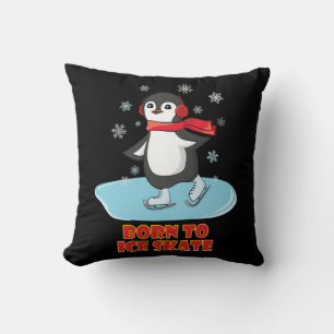 Born To Ice Skate Cute Penguin Cushion