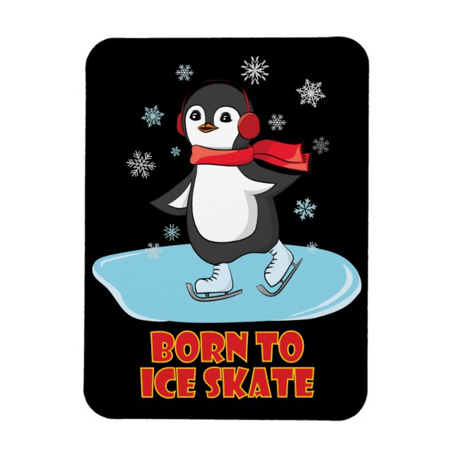 Born To Ice Skate Cute Penguin Magnet (Vertical)