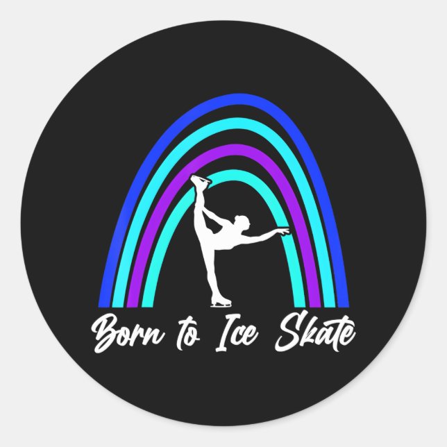 Born To Ice Skate Ice Skating Figure Skates Ice Classic Round Sticker (Front)