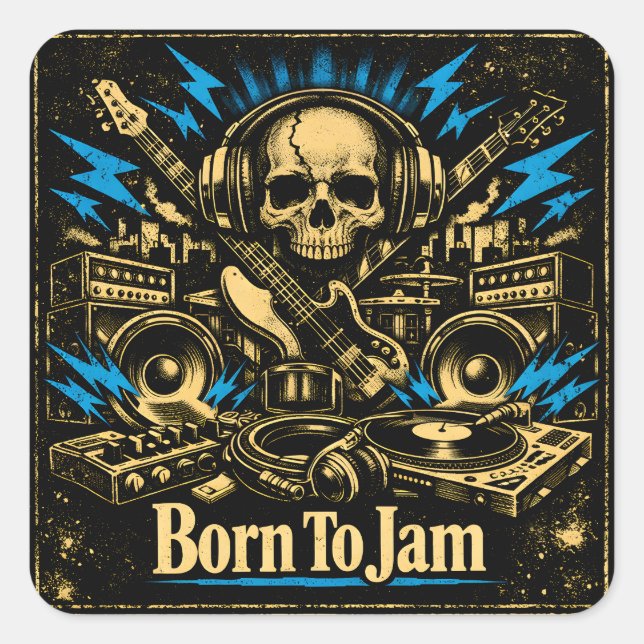 Born To Jam – Improvisation Music Soul Square Sticker (Front)