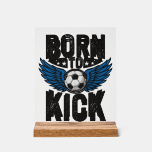 Born To Kick Vintage Soccer Wings Shirt Design_1 Acrylic Sign