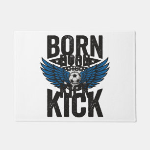 Born To Kick Vintage Soccer Wings Shirt Design_1 Doormat