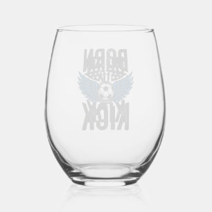 Born To Kick Vintage Soccer Wings Shirt Design_1 Stemless Wine Glass