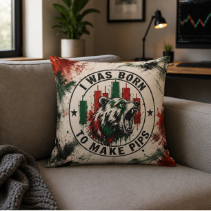 Born to Make Pips -Black Red & Green Grunge Bear Cushion