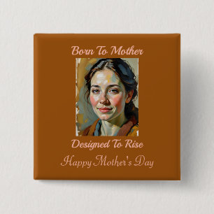 Born to Mother Quote Pin Button