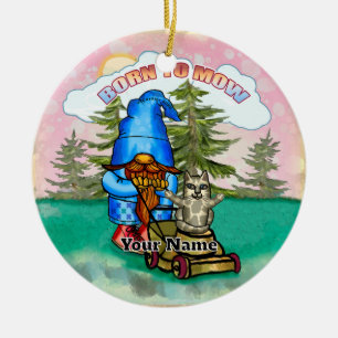 Born To Mow gnome Ceramic Ornament