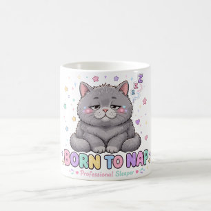 Born to Nap Kawaii Cat Coffee Mug