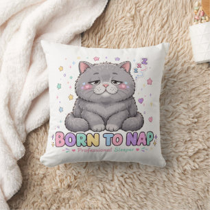 Born to Nap Kawaii Cat Cushion