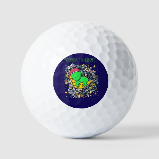 born to orbit alien sleeping  golf balls (Front)