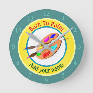 Born To Paint Personalised Round Clock