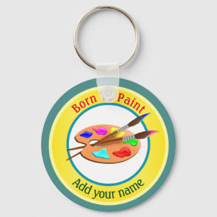 Born To Paint Personalized Key Ring