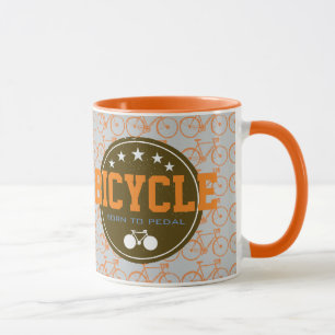 born to pedal bike-themed mug