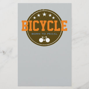 born to pedal bike-themed stationery