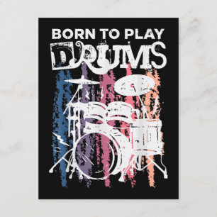 Born To Play Drums Drumming Rock Music Band Drumme Enclosure Card