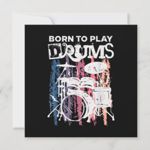 Born To Play Drums Drumming Rock Music Band Drumme Thank You Card