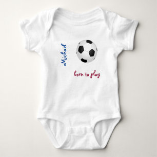 Born to play soccer football Personalise Name Cute Baby Bodysuit