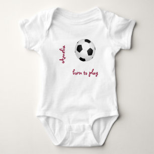 Born to play soccer football Personalise Name Cute Baby Bodysuit