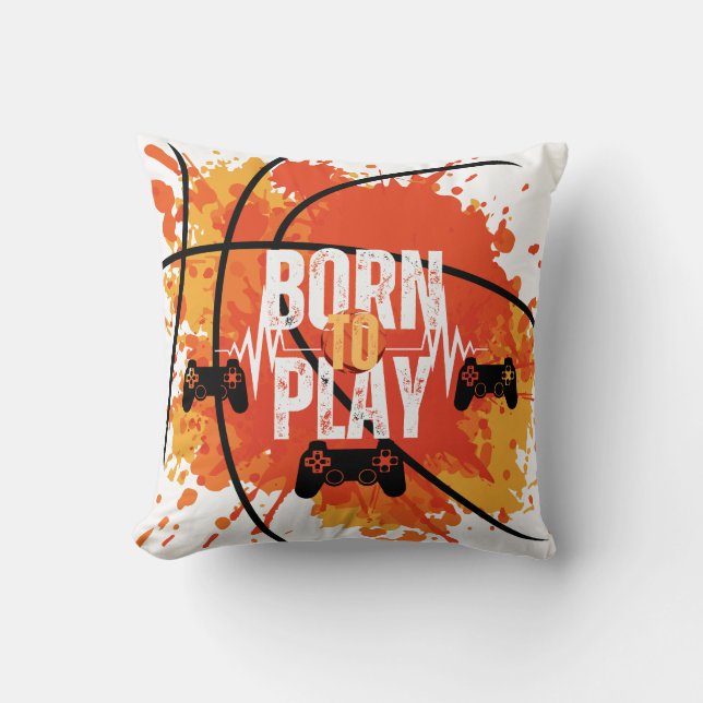 Born to Play Throw Pillow (Front)